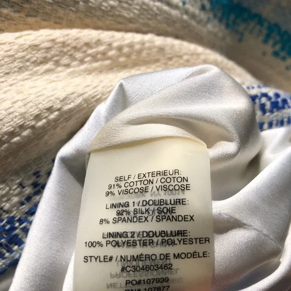 Alice + Olivia 2 Mini Dress Cream Blue Stripes Sleeveless Cut Out XS Everleigh - Picture 9 of 10